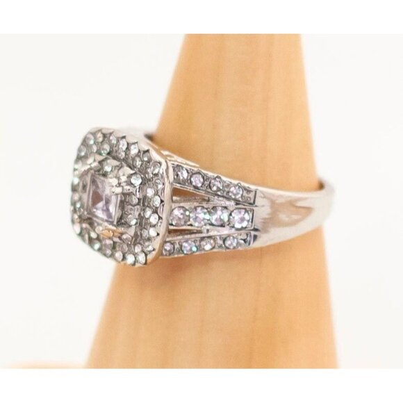 Vintage Art Deco Princess Diamonds Ring Size 10 - T13 - Picture 2 of 3